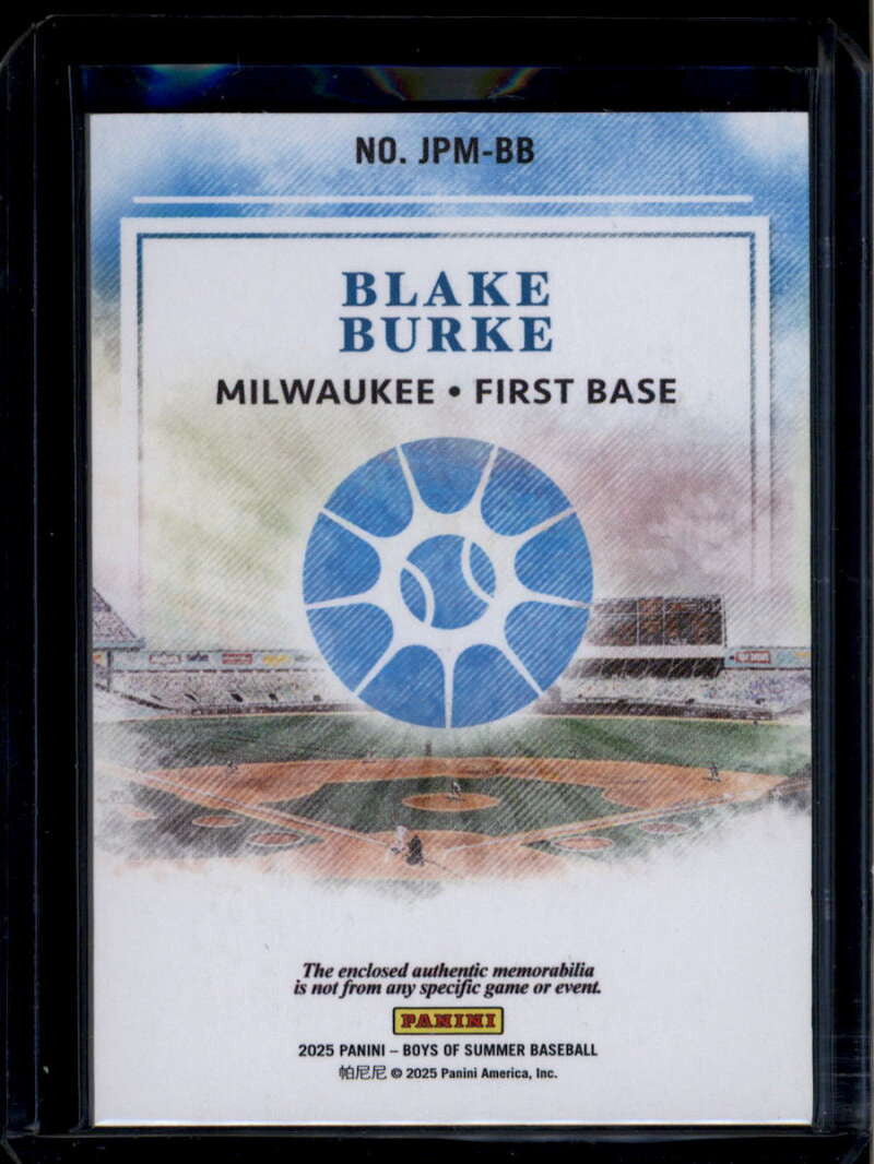 SOLD 174567 2025 Panini Boys of Summer Jumbo Prospect Materials 42 Blake Burke RC Patch /25
