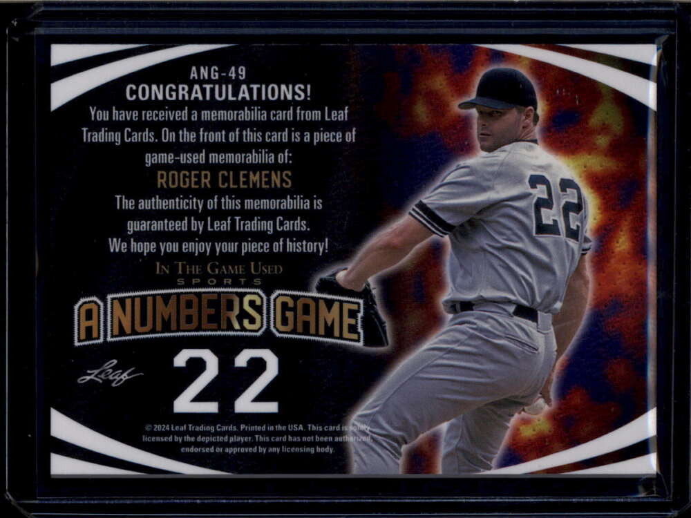2024 In the Game Sports A Numbers Game Rainbow ang49 Roger Clemens Patch 12/35