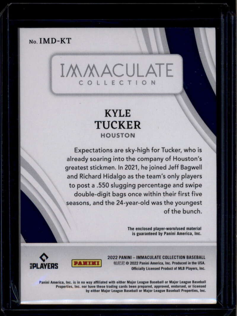 2022 Immaculate Collection Materials Batting Gloves Kyle Tucker Dual Patch 10/10