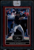 2023 Panini Three and Two Red 50 Jasson Dominguez Rookie 4/6
