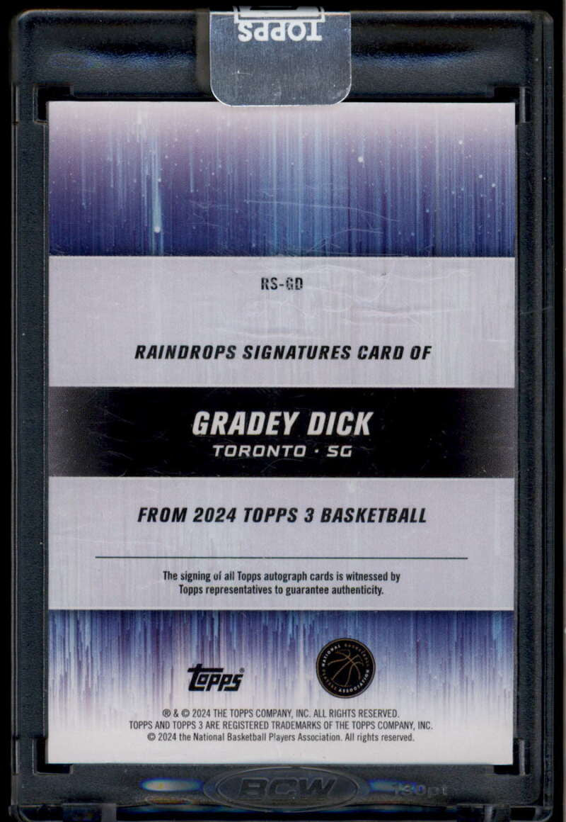 2023-24 Topps 3 Raindrops Signatures RSGD Gradey Dick Rookie Auto 14/49