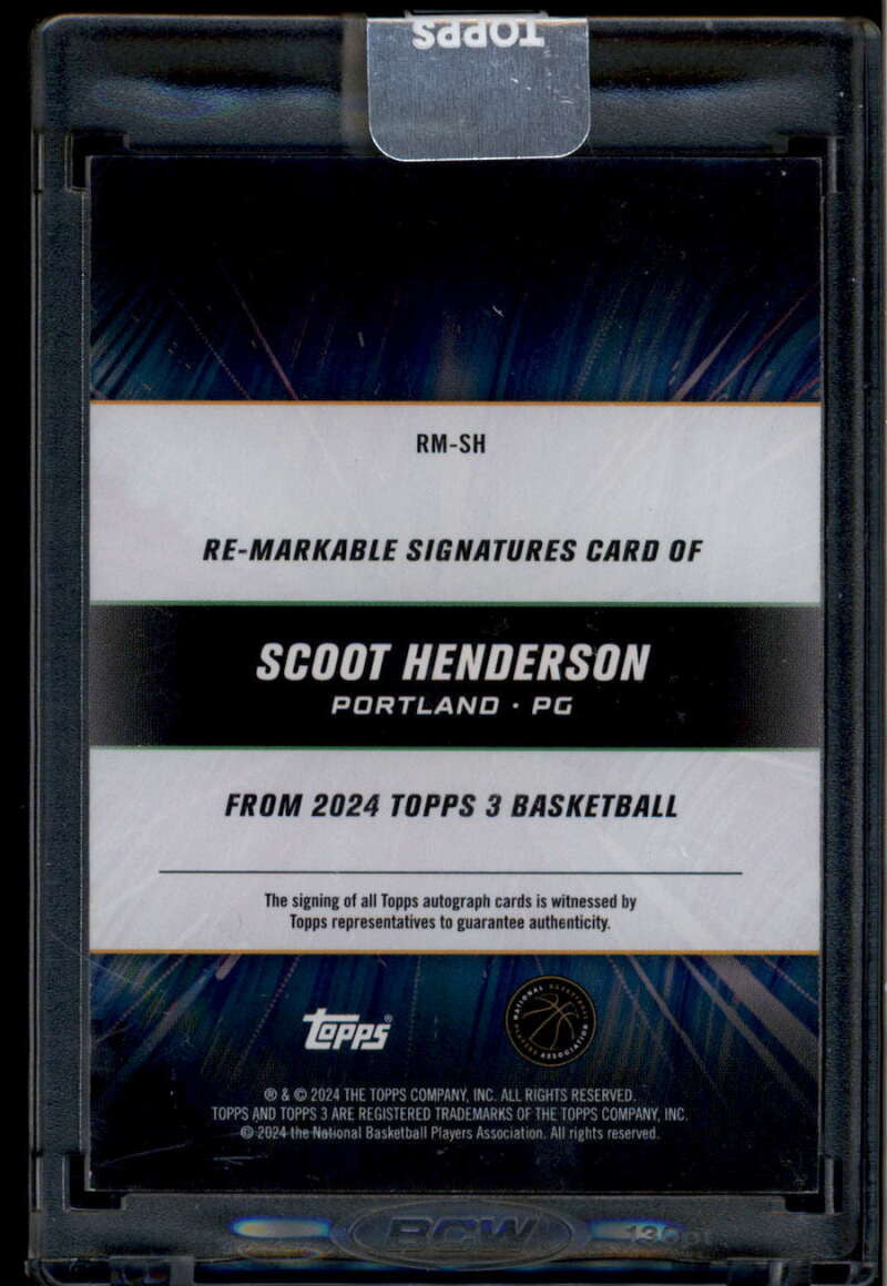 DELETE 174609 2023-24 Topps 3 Re-Markable RMSH Scoot Henderson Rookie Auto 49/49