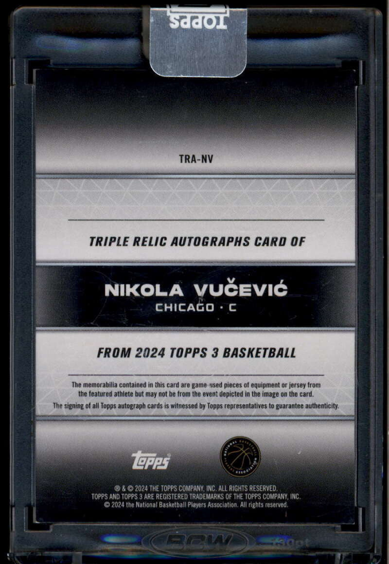 2023-24 Topps 3 Relic Autograph Prime Gold Nikola Vucevic Triple Patch Auto 5/10