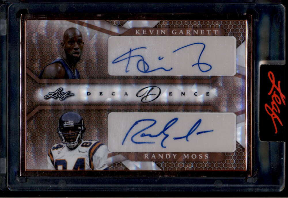 2022 Leaf Decadence Autographs Bronze Randy Moss Kevin Garnett Dual Auto 4/10