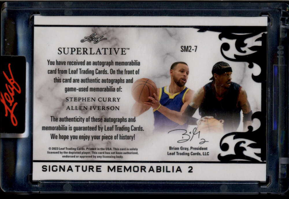 2023 Leaf Superlative Signature Memorabilia Curry Iverson Dual Patch Auto 3/5