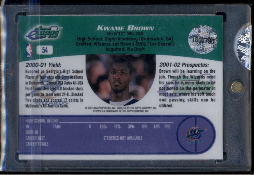 2001 eTopps 54 Kwame Brown Rookie /2640