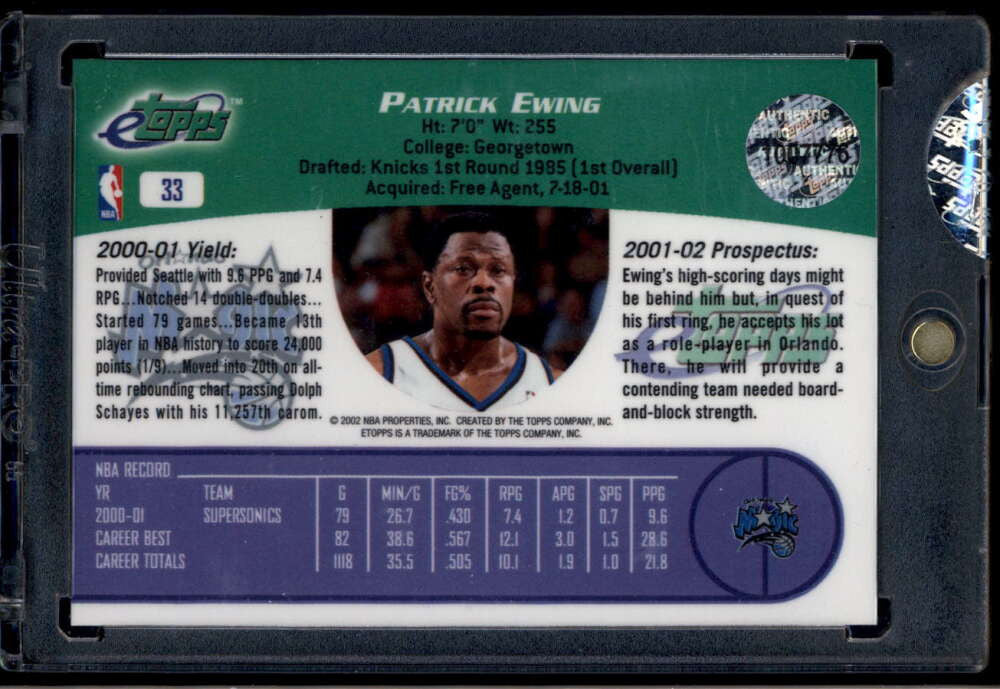 2001 eTopps 33 Patrick Ewing /1497