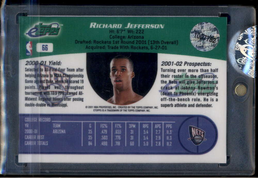 2001 eTopps 66 Richard Jefferson Rookie /1915