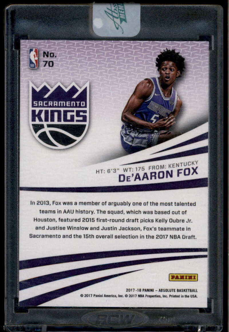 2017-18 Absolute Memorabilia 70 De'Aaron Fox Rookie