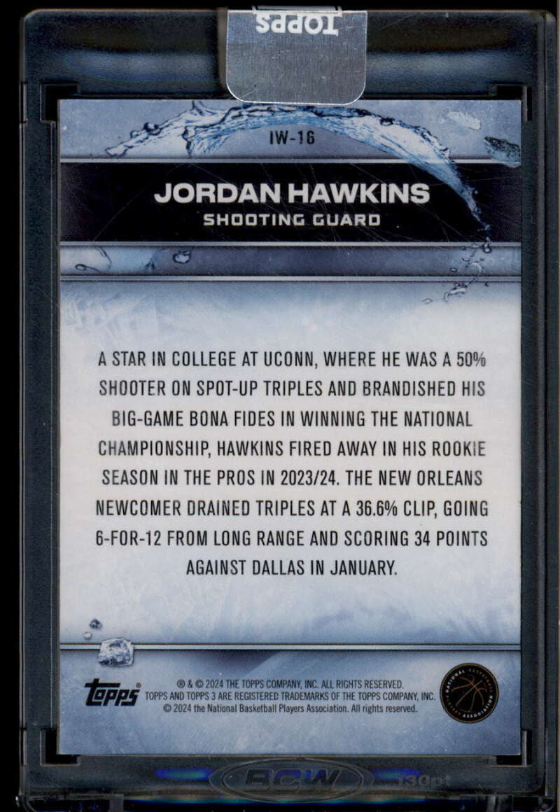 2023-24 Topps 3 Ice Water Gold iw16 Jordan Hawkins Rookie 8/10