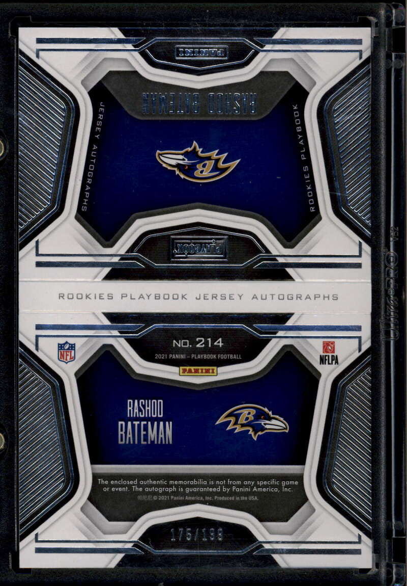 2021 Panini Playbook 214 Rashod Bateman Rookie Booklet Jersey Auto 175/199