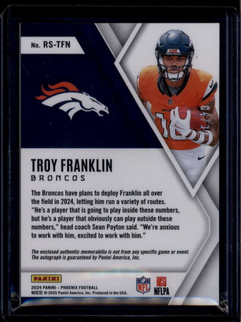2024 Panini Phoenix Rookie Silhouettes Bronze Troy Franklin RC Patch Auto 4/33