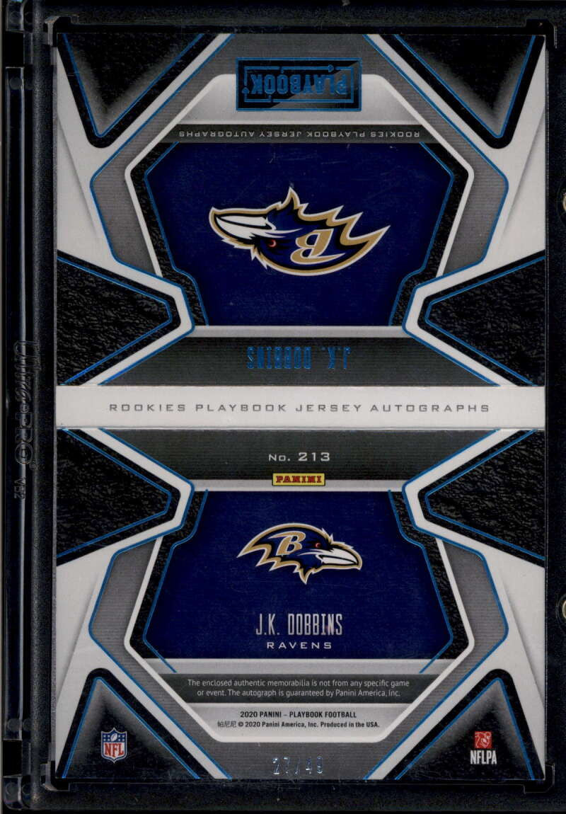 DELETE 174659 2020 Panini Playbook Platinum 213 J. K. Dobbins Rookie Booklet Jersey Auto 27/49