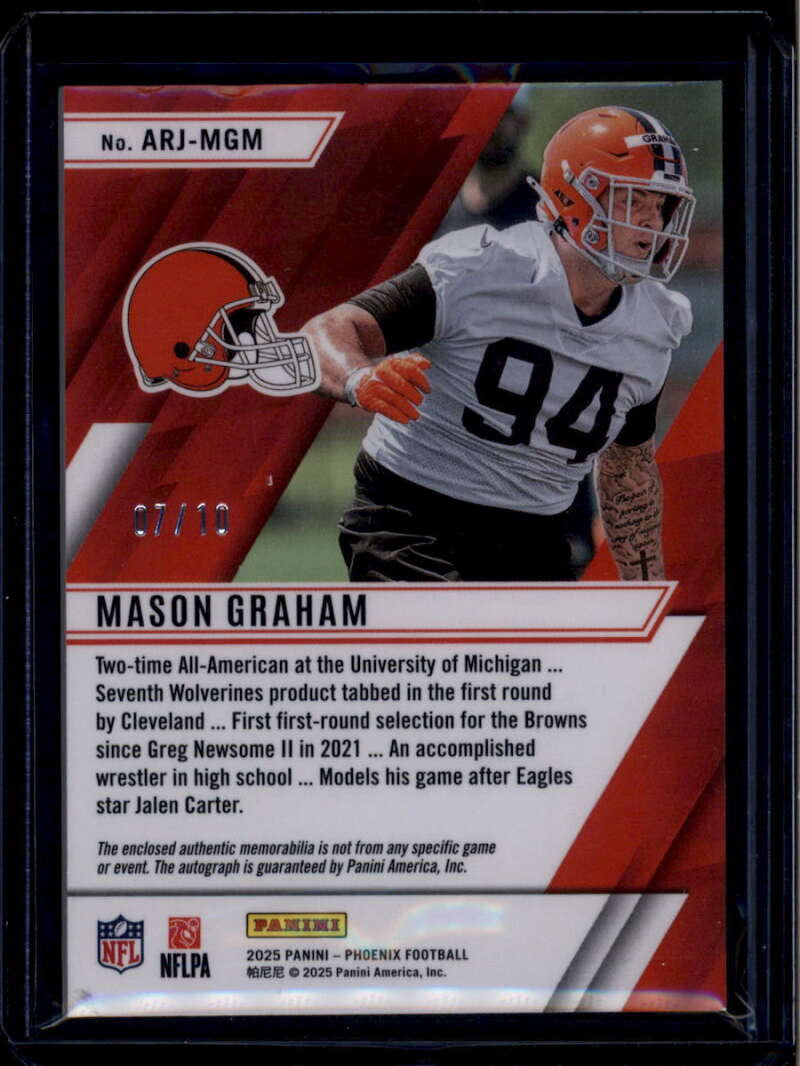2025 Panini Phoenix Ascension Logo Autographs 6 Mason Graham RC Patch Auto 7/10