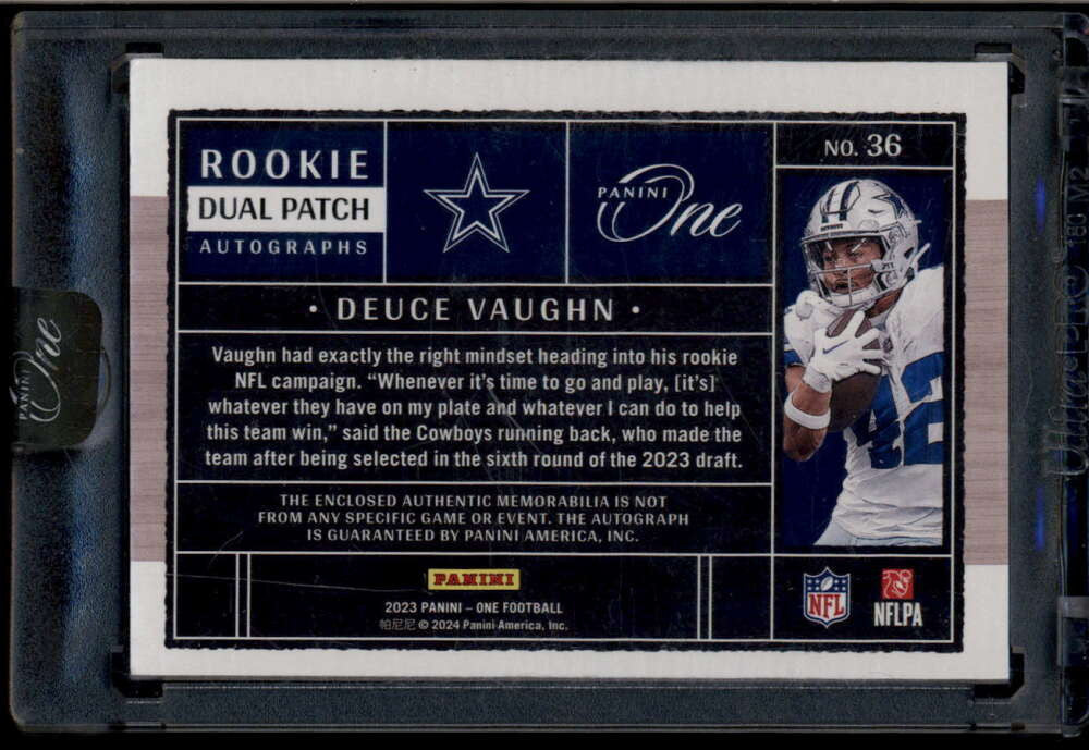 2023 Panini One 36 Deuce Vaughn Rookie Dual Patch Auto 43/199