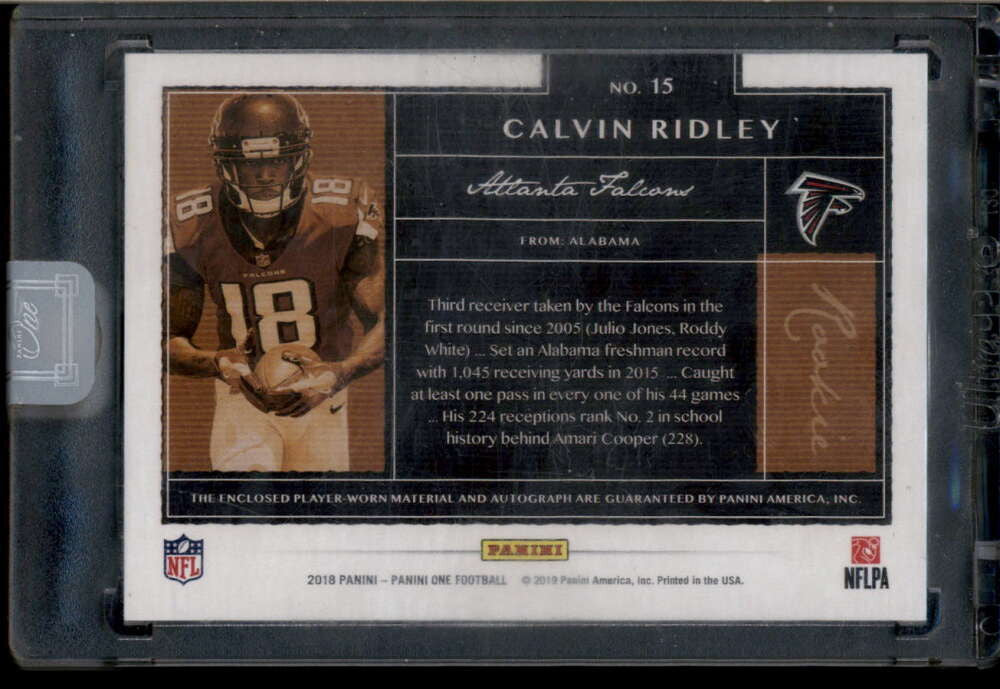 2018 Panini One 15 Calvin Ridley Rookie Patch Auto 32/199