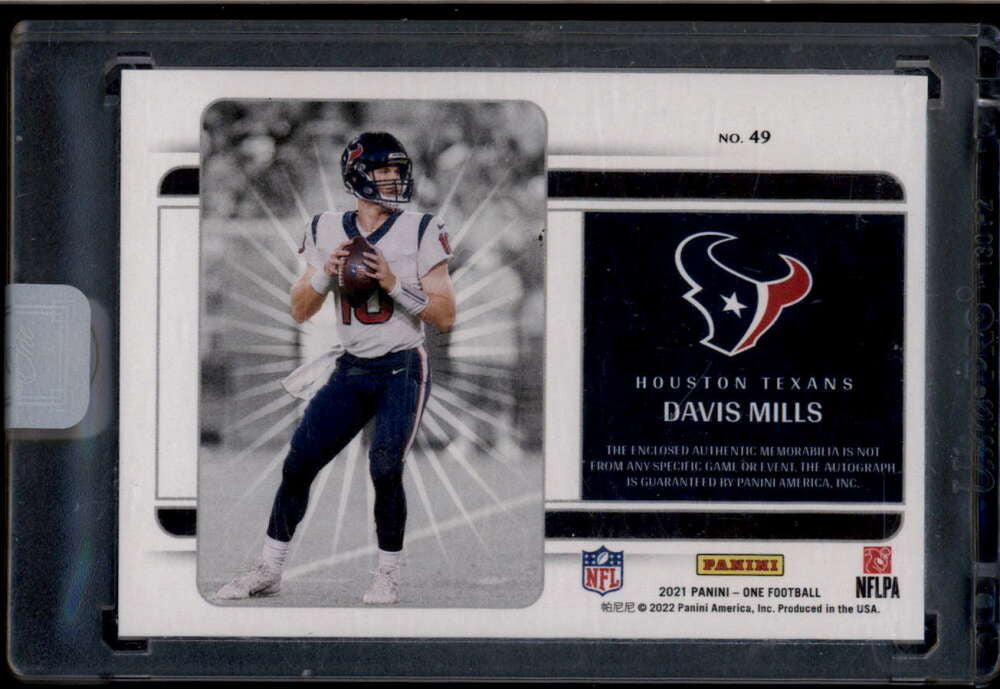 2021 Panini One 49 Davis Mills Rookie Dual Patch Auto 186/199