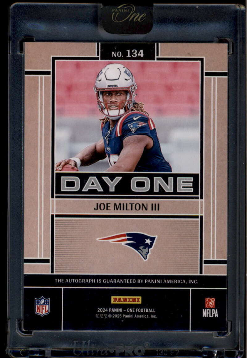 SOLD 174696 2024 Panini One Green 134 Joe Milton III Rookie Auto 14/25 Day One