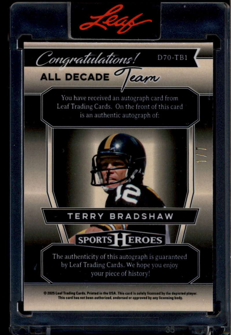 2025 Leaf Metal Sports Heroes All Decade Teams 1970s Terry Bradshaw Auto 1/7