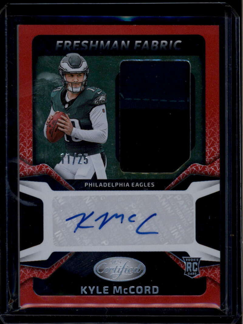 SOLD 174714 2025 Certified Freshman Fabric Mirror Signatures Kyle McCord RC Patch Auto 11/25
