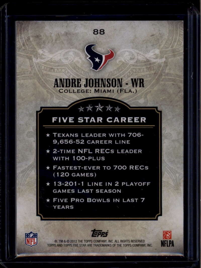 2012 Topps Five Star 88 Andre Johnson 94/139
