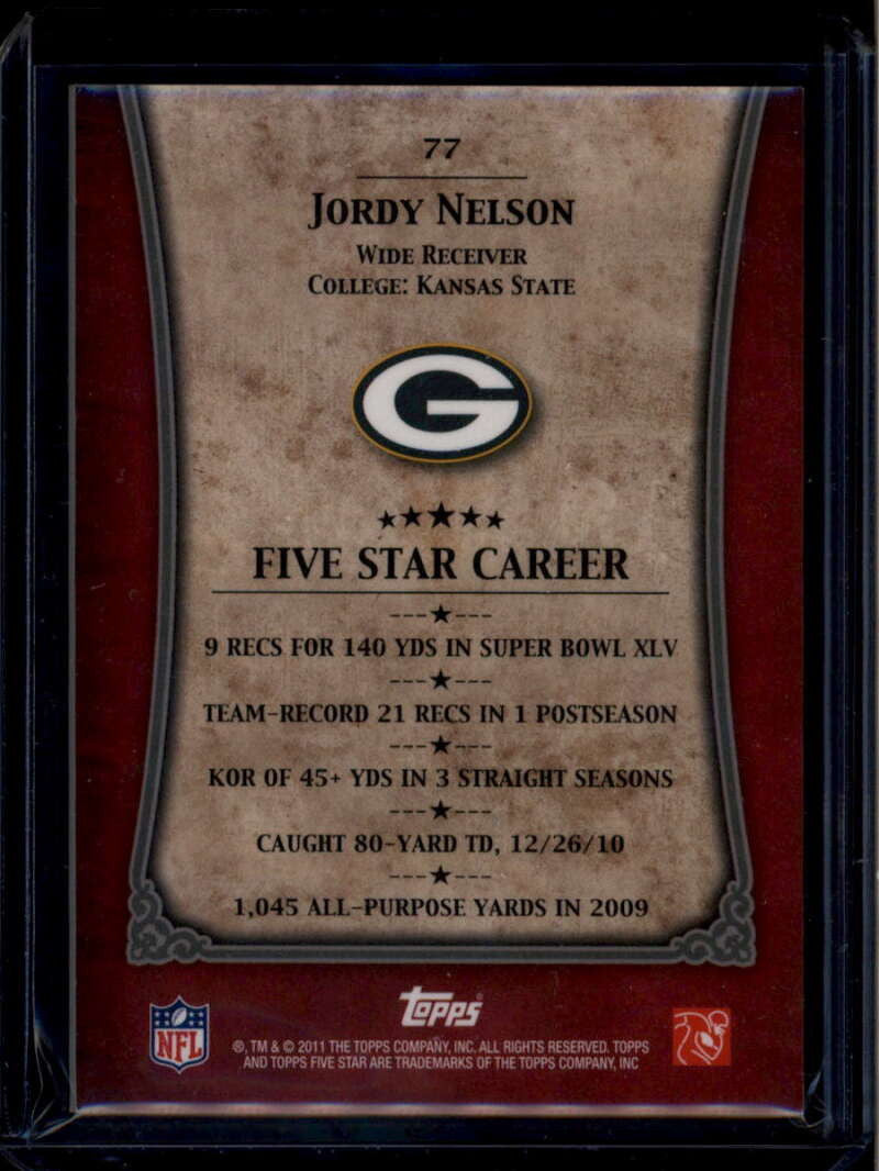 2011 Topps Five Star 77 Jordy Nelson 90/129