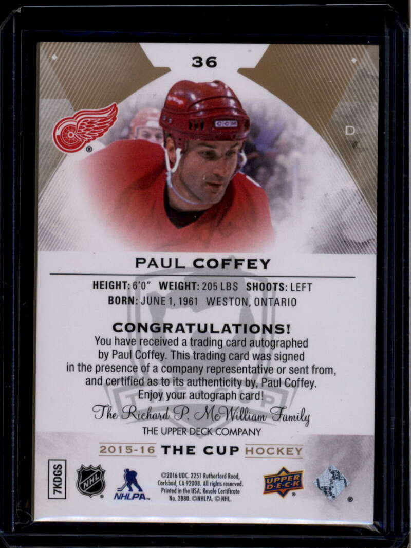 2015-16 The Cup Gold Spectrum 36 Paul Coffey Auto 4/12