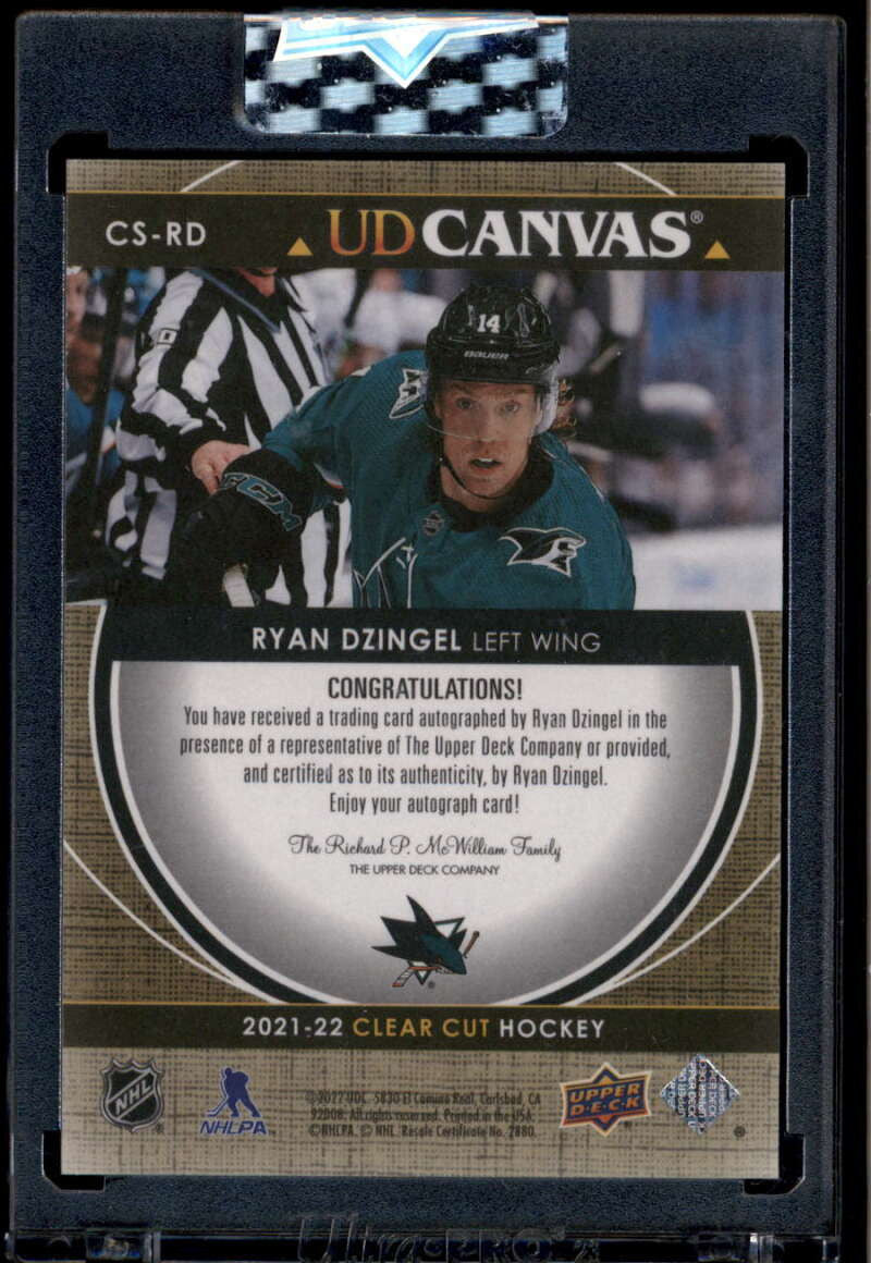 SOLD 174789 2021-22 Upper Deck Clear Cut Canvas Signatures CSRD Ryan Dzingel Auto 18/25