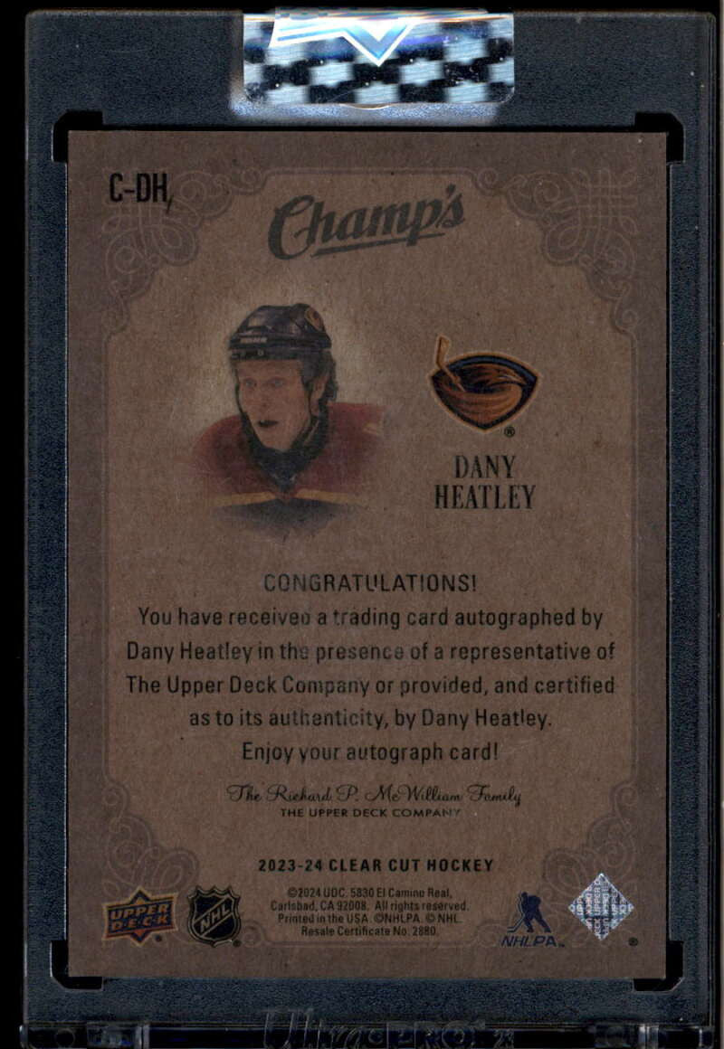 SOLD 174799 2023-24 Upper Deck Clear Cut Champs Autographs Blue CDH Dany Heatley Auto 26/50
