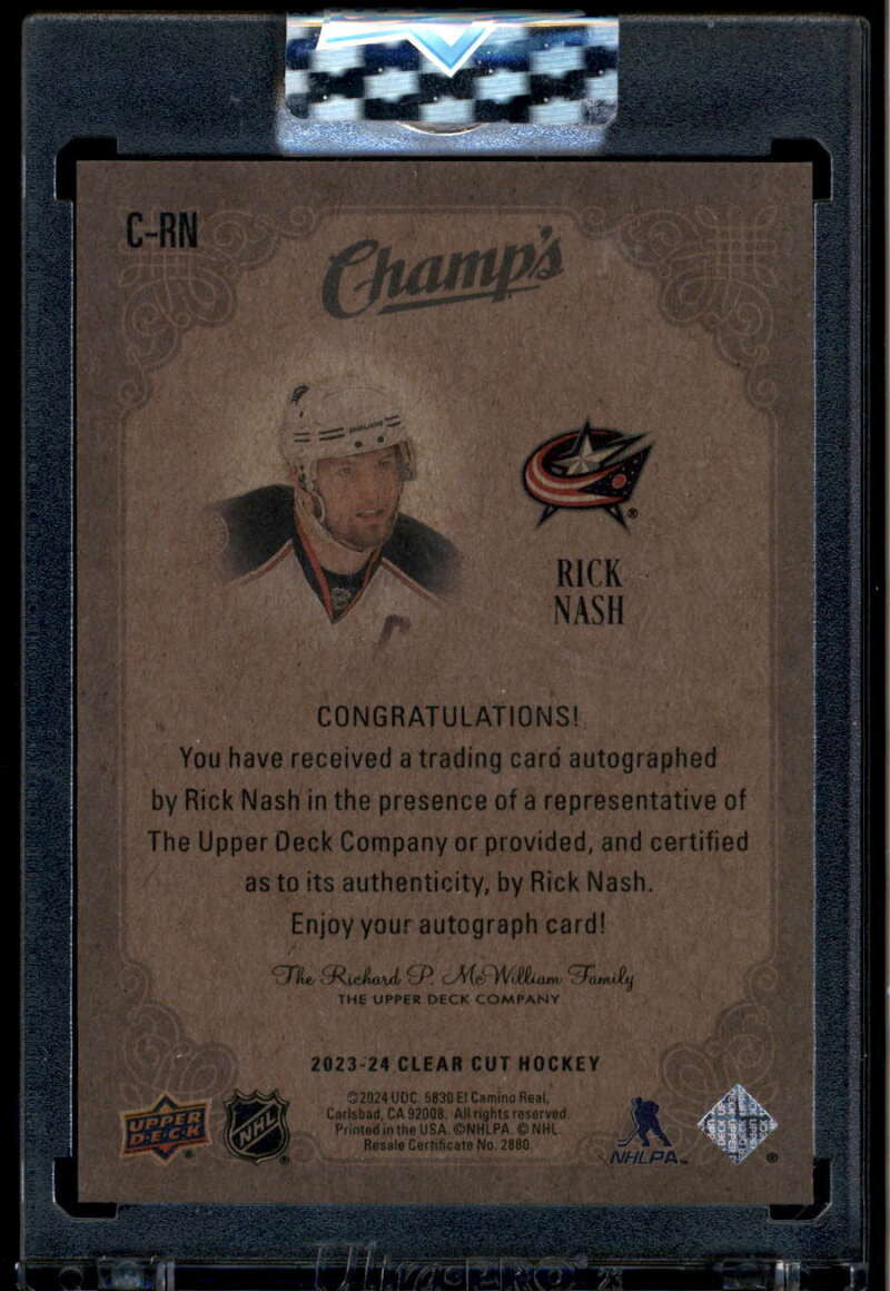 2023-24 Upper Deck Clear Cut Champs Autographs Blue CRN Rick Nash Auto 41/50