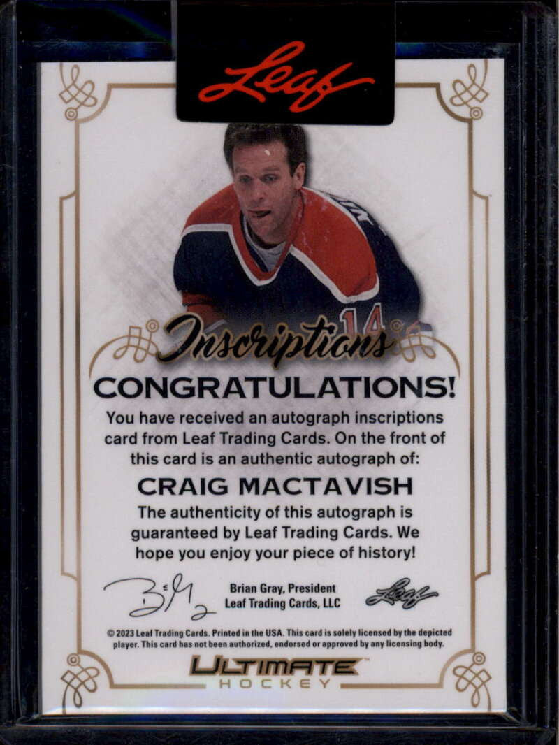 2023 Leaf Ultimate Inscriptions Silver Spectrum uicm1 Craig Mactavish Auto 23/25