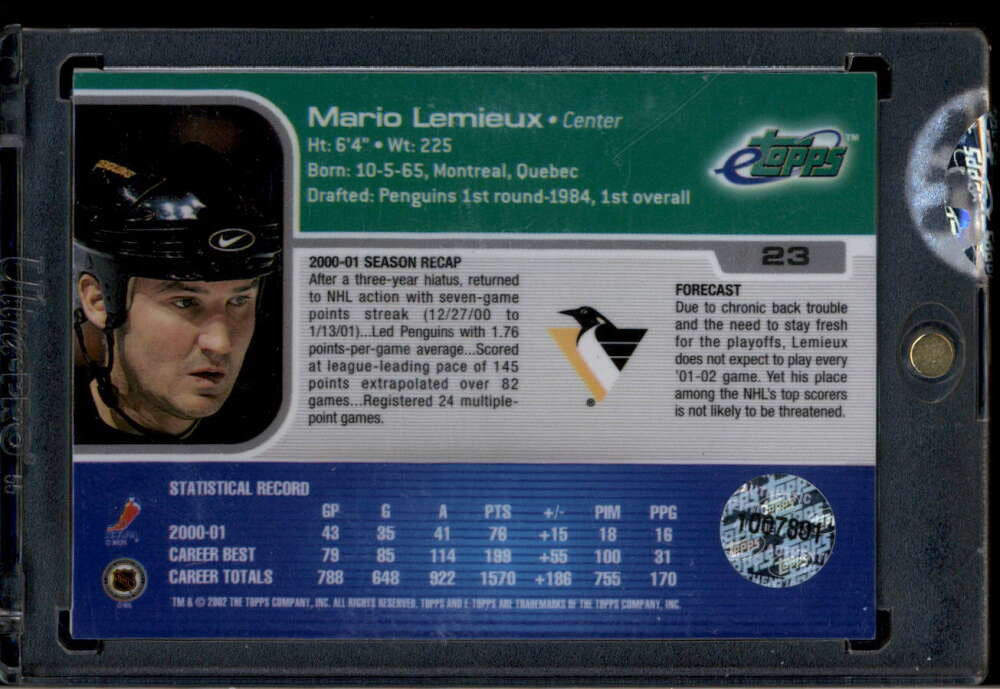 2001-02 eTopps 23 Mario Lemieux /1116 157572