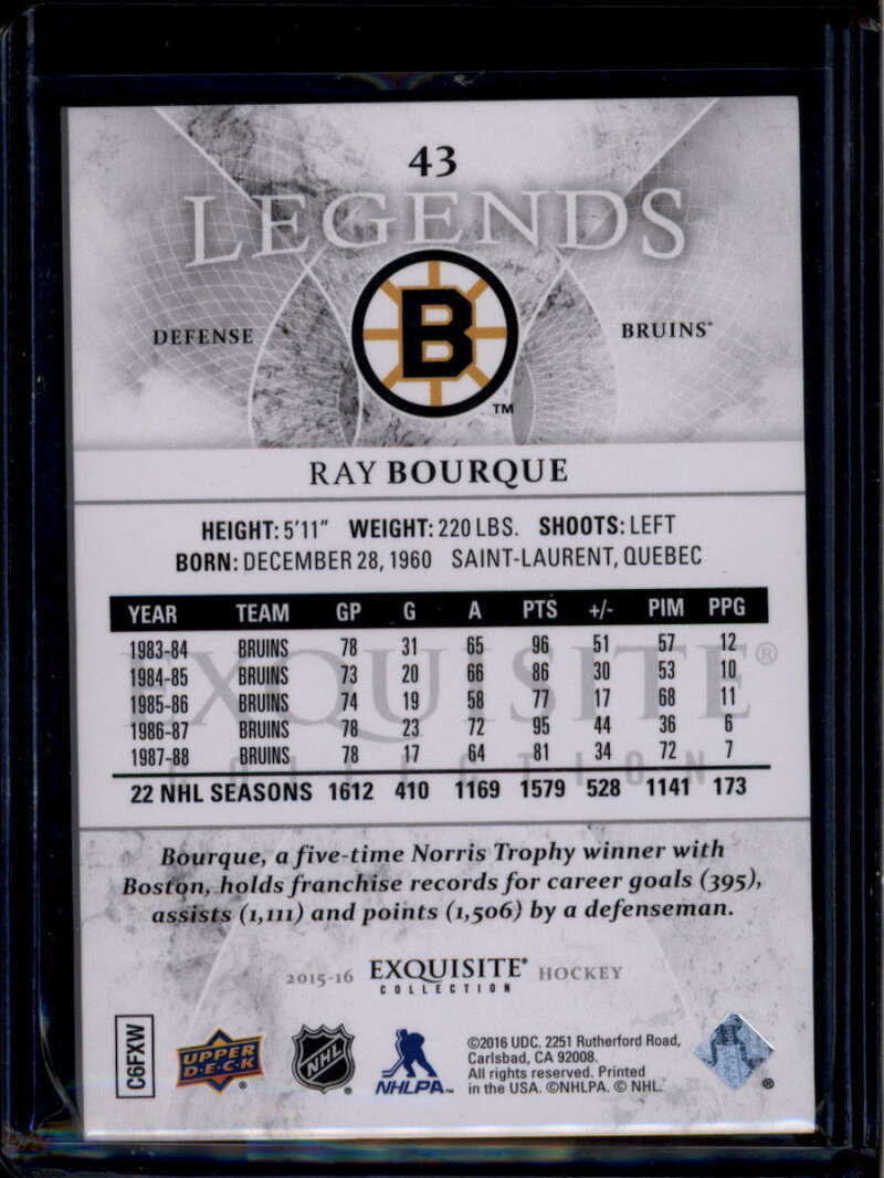2015-16 Exquisite Collection 43 Ray Bourque 348/499