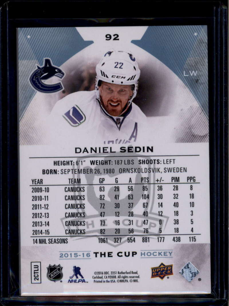 2015-16 The Cup 92 Daniel Sedin 118/249