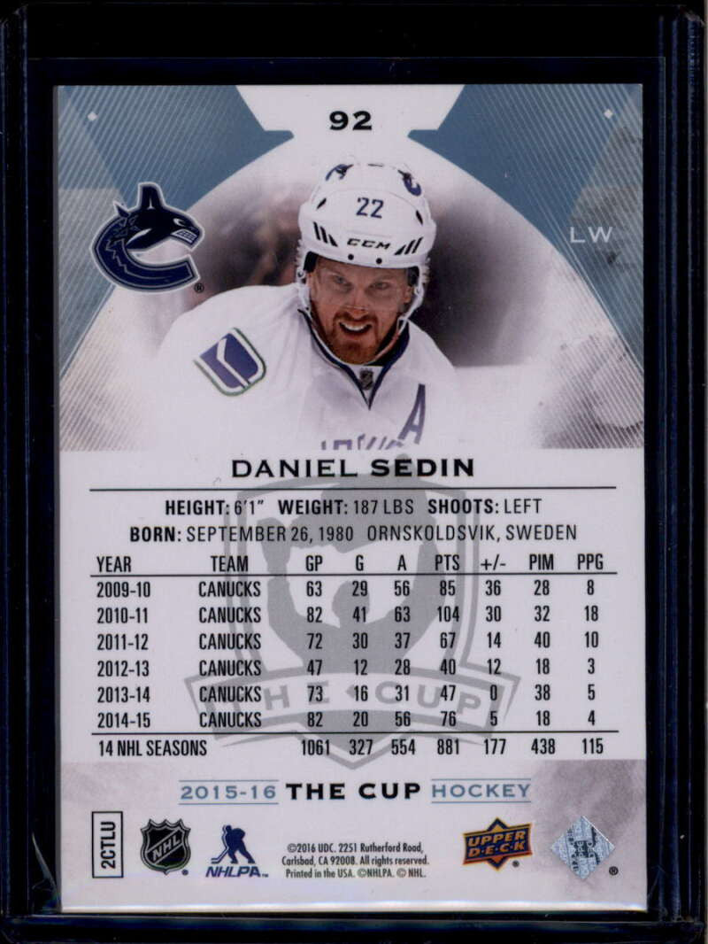 2015-16 The Cup 92 Daniel Sedin 219/249