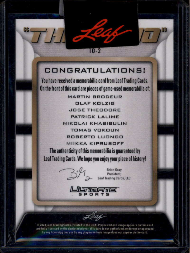 2023 Leaf Ultimate The Ocho Luongo Vokoun Theodore Kolzig Brodeur 8 Jersey 18/25