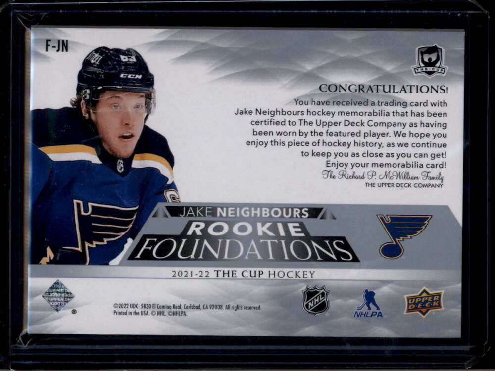 2021-22 The Cup Foundations Jerseys FJN Jake Neighbours RC Quad Jersey 52/99