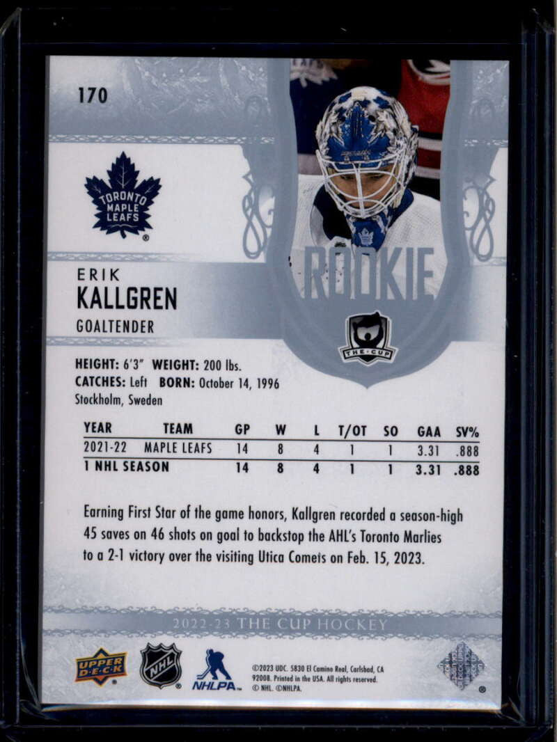2022-23 The Cup 170 Erik Kallgren Rookie 149/249