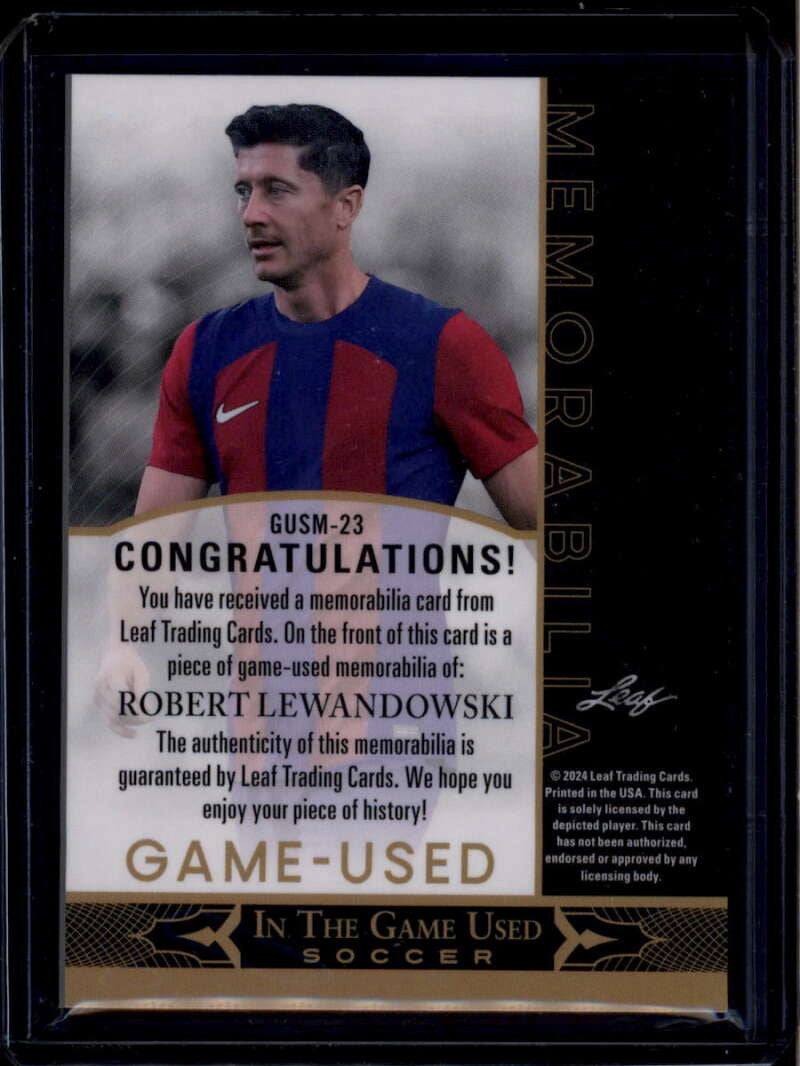 2024 Leaf ITG Used Sports Game-Used Memorabilia Robert Lewandowski Jersey 45/60