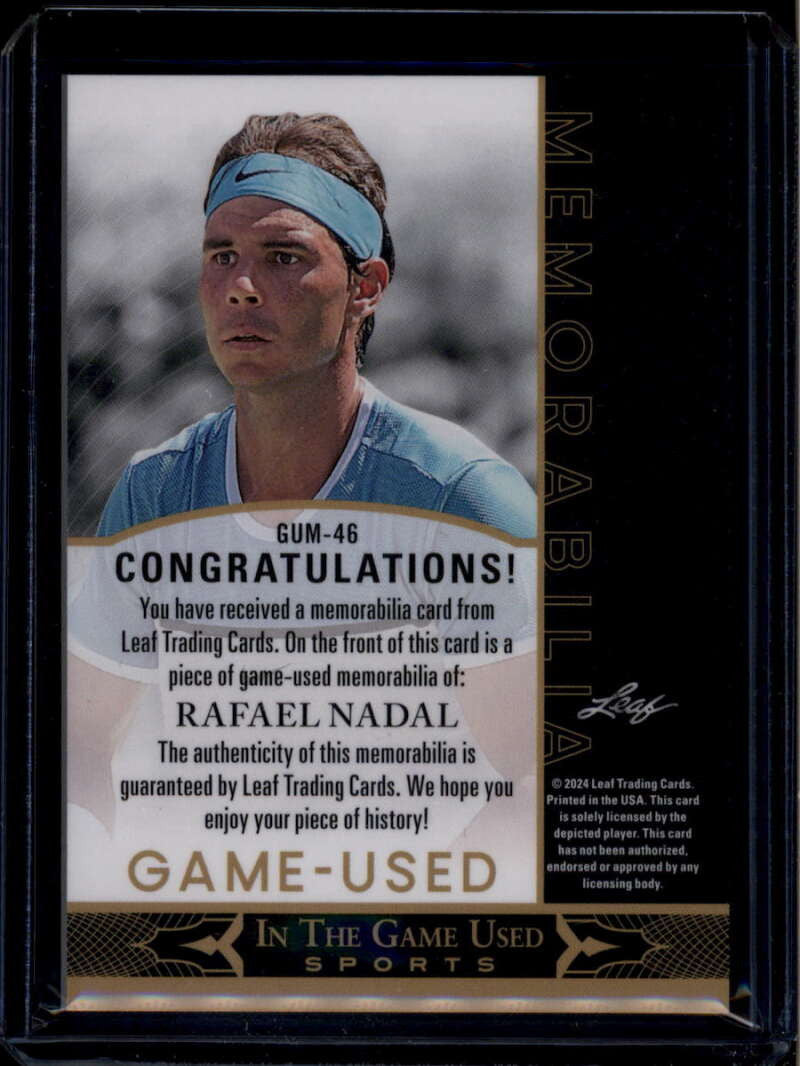 SOLD 174881 2024 Leaf ITG Used Game-Used Memorabilia Rainbow gum46 Rafael Nadal Jersey 49/60