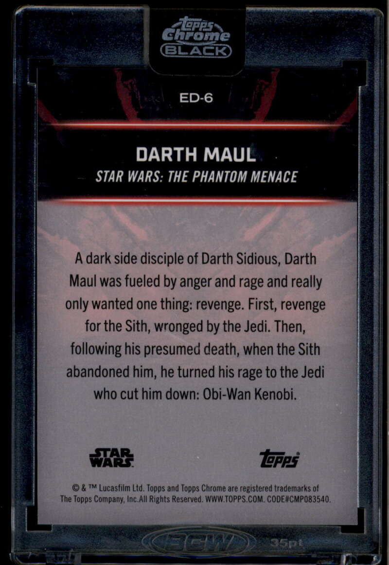2024 Topps Chrome Black Star Wars Embrace the Dark Side ed6 Darth Maul