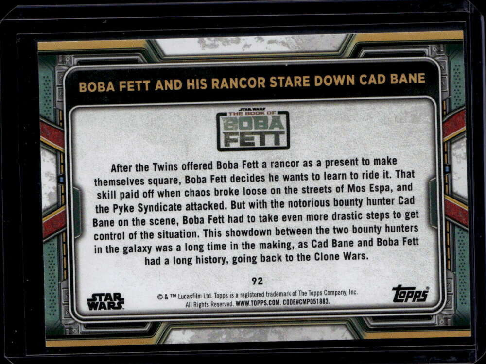 2022 Topps Star Wars The Book of Boba Fett Silver 92 Stare Down Cade Bane 9/25