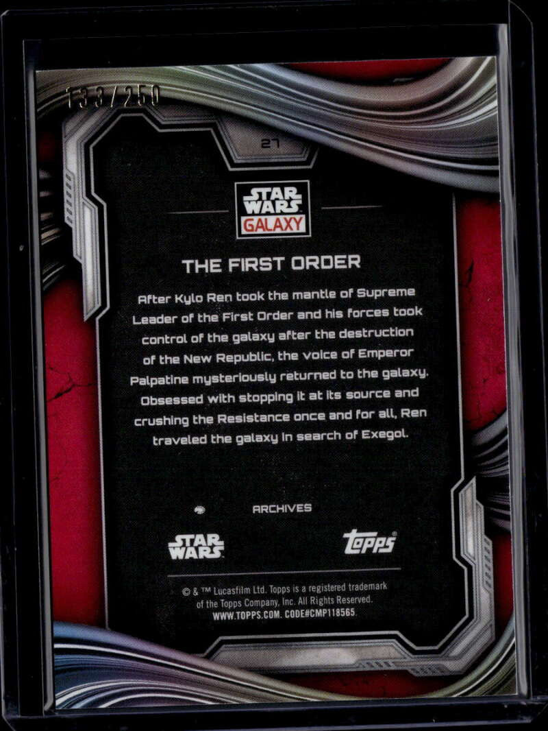 2025 Topps Chrome Star Wars Galaxy Magenta Lava Refractor 27 First Order 133/250