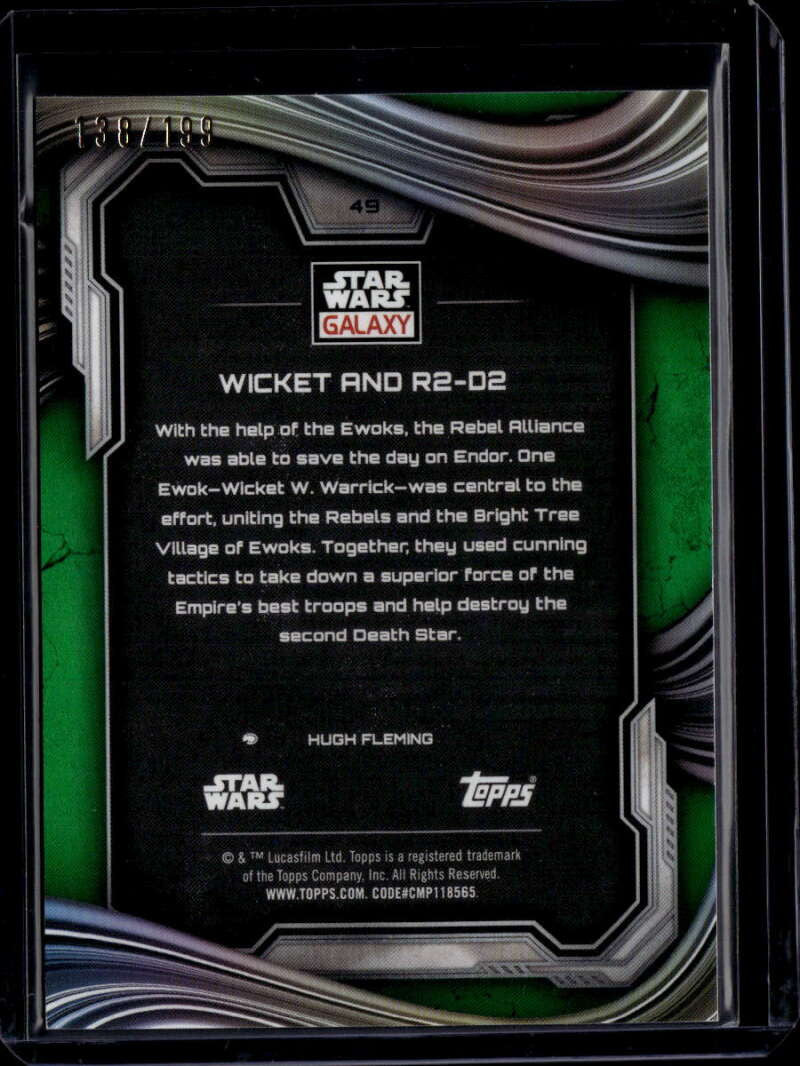 2025 Topps Chrome Star Wars Galaxy Green Shimmer Refractor Wicket r2-d2 138/199
