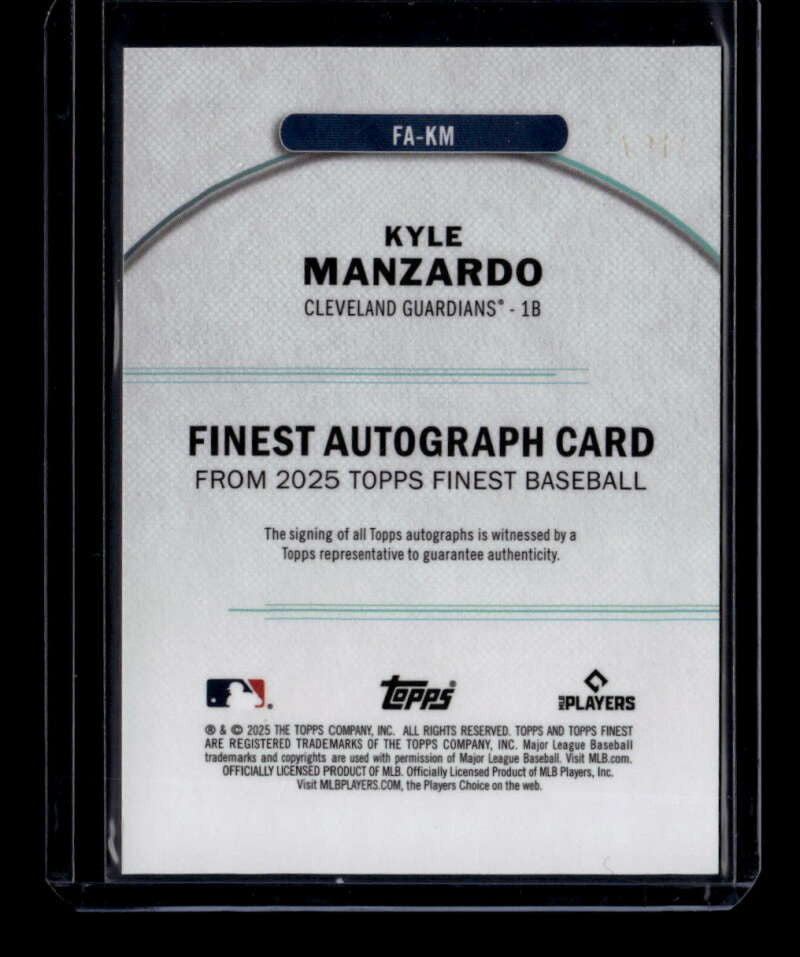 2025 Finest Autographs Purple Refractor FAKM Kyle Manzardo Auto 118/125