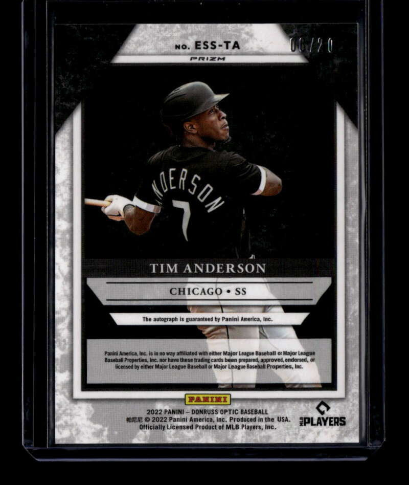 2022 Donruss Optic The Elite Series Signatures Pandora 41 Tim Anderson Auto 6/20