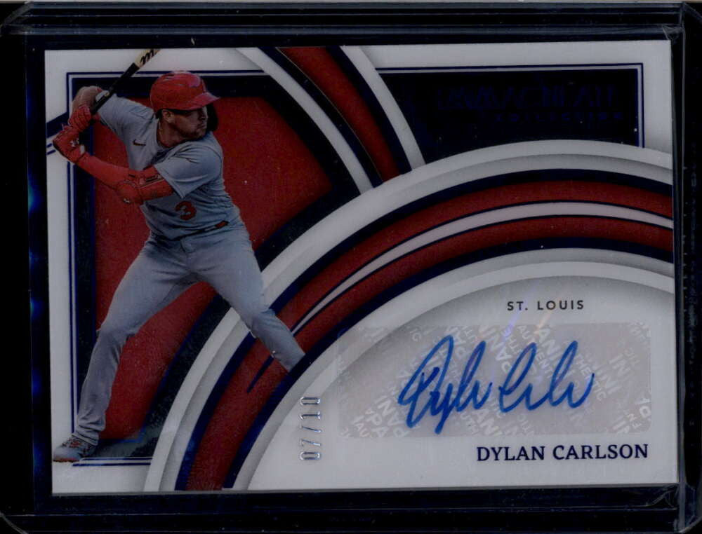 SOLD 174945 2022 Immaculate Collection Clearly Signatures Blue 34 Dylan Carlson Auto 7/10
