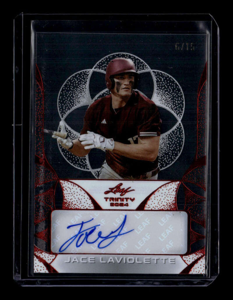 2024 Leaf Trinity Clear Autographs Red cajl1 Jace Laviolette Rookie Auto 6/15
