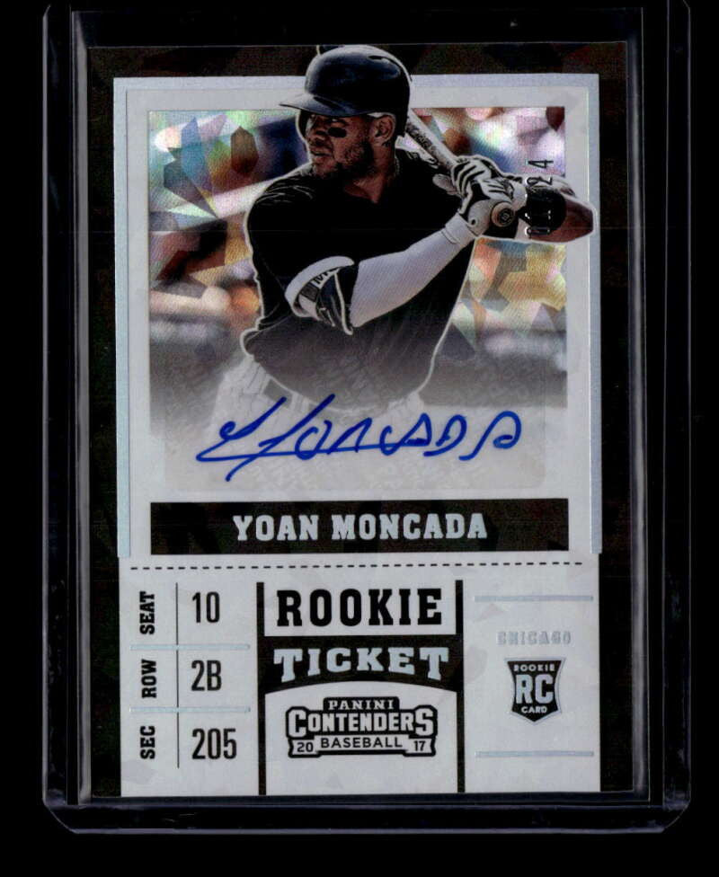 2017 Panini Contenders Rookie Cracked Ice Ticket 3 Yoan Moncada Rookie Auto 1/24