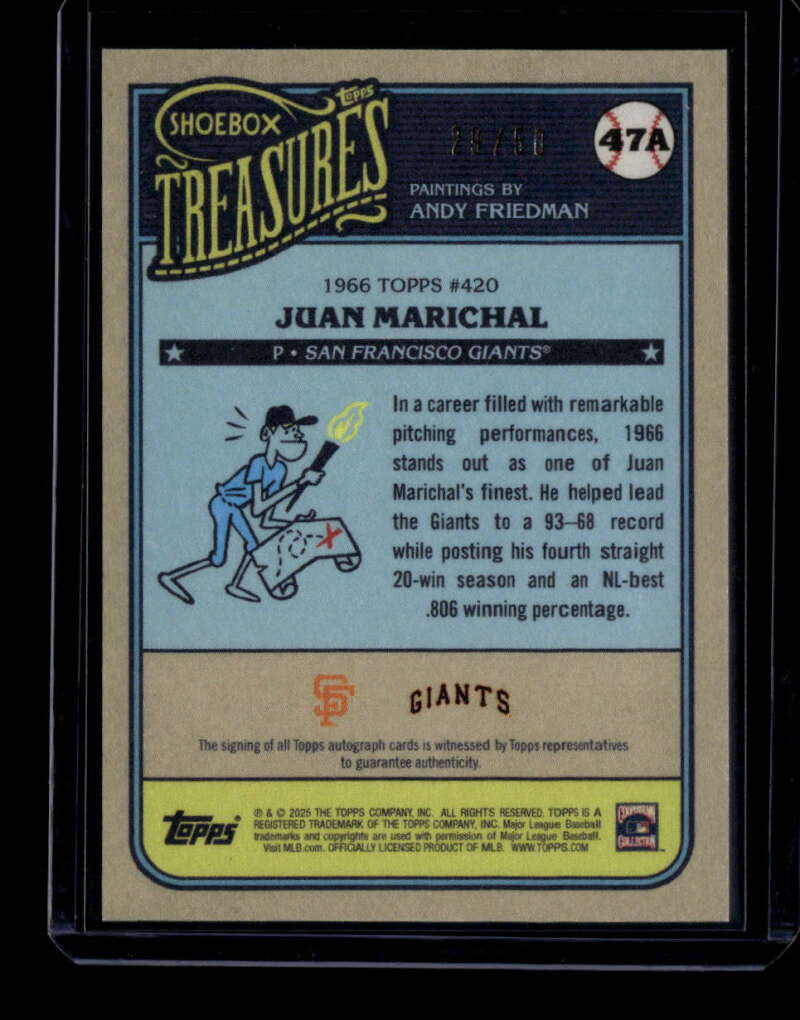 2025 Topps Shoebox Treasures Autograph Sepia Filter 47a Juan Marichal Auto 29/50